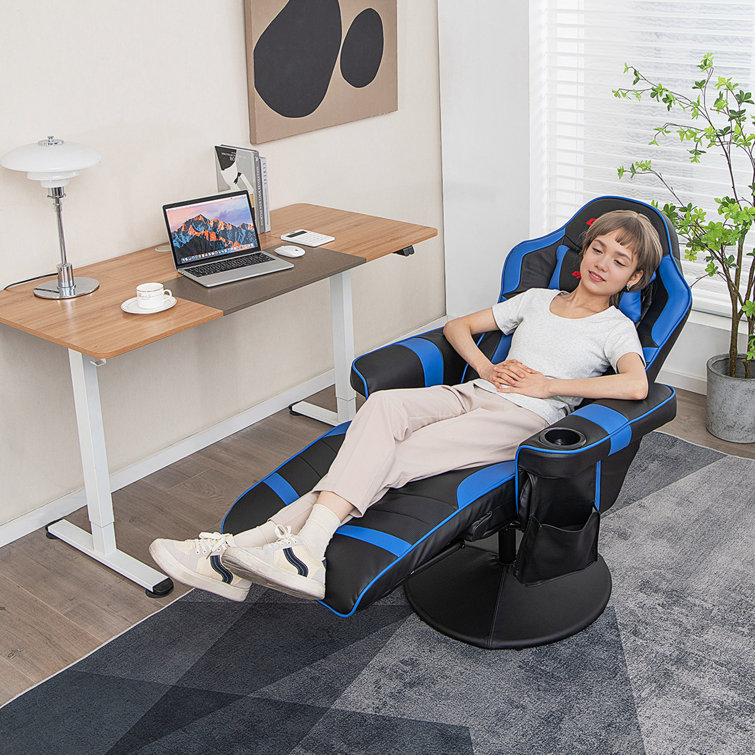 Costway massage led gaming chair discount with lumbar support & footrest